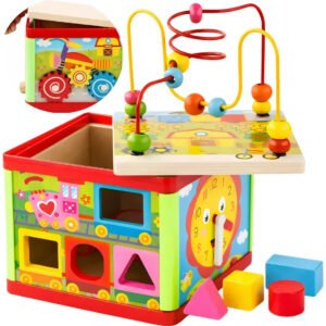 Brinquedo Cubo Didático Madeira Montessori Infantil 5 Em 1 Atacarejo Kids Colorido