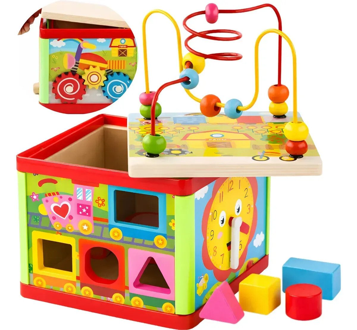 Brinquedo Cubo Didático Madeira Montessori Infantil 5 Em 1 Atacarejo Kids Colorido Brinquedo Cubo Didático Madeira Montessori Infantil 5 Em 1 Atacarejo Kids Colorido