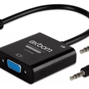Cabo Conversor HDMI para VGA Exbom 1080p Preto para TV Monitor Projetor