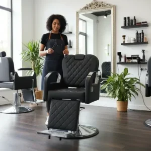 Cadeira de Barbearia Urano Reclinável Hidráulica Conforto Elegância