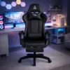 Cadeira Gamer Ergonômica Alpha Rija de Couro Sintético Preta
