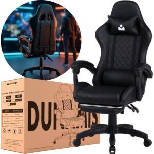 Cadeira Gamer Ergonômica Dunamis Preta Marqs Home Reclinável Apoio de Pernas
