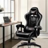Cadeira Gamer Ergonômica Vidita Gx2000 Com Apoio De Cabeça, Lombar E Pés Para 130 Kg Negro Poliuretano