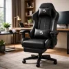 Cadeira Gamer Escritório Ergonômica Confortável Reclinável Preto Couro Sintético