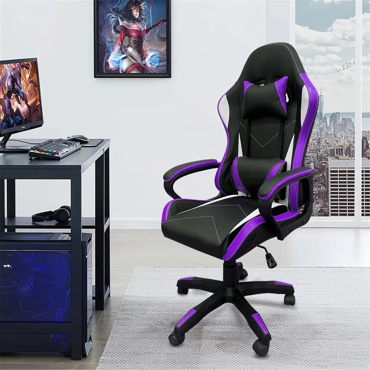 Cadeira Gamer Python Fly Violeta Oferta Original Couro Sintético Cadeira Gamer Python Fly Violeta Ergonômica Couro Sintético Altura Regulável