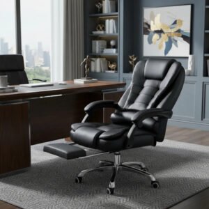 Cadeira Presidente Python Fly ergonômica preta com apoio de pés
