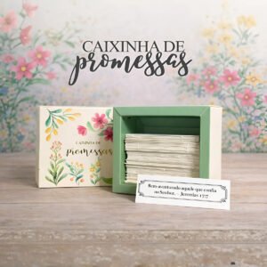 Caixinha de Promessas Flores Verde devocional cristão
