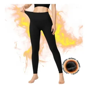 Calça Térmica Feminina Segunda Pele Meia Pelúciada Frio Preto Liso Único