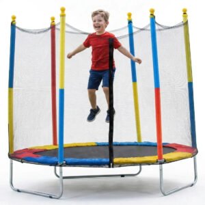Cama Elástica Infantil Pula Pula 1,8m Trampolim Com Zíper Preto Vermelho