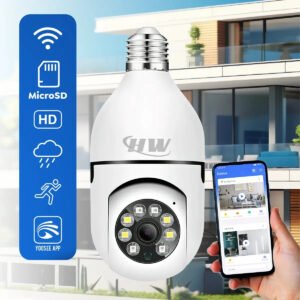 câmera de segurança ip wifi lâmpada e27 full hd visão noturna áudio