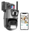 Câmera Segurança Wifi IP Lente Dupla 2x 3MP Externa 360° A prova D'água G.Eye Cinza