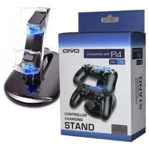 Carregador Controle PS4 OTVO Duplo Vertical com Indicador de Carga