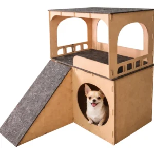 Casinha Pet 2 Andares Com Rampa Em Mdf Para Cães Pequenos