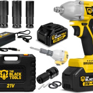 Chave De Impacto 21V The Black Tools amarelo/preto, bateria 21V, 2400rpm, maleta incluída
