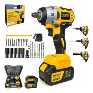 Chave De Impacto E Parafusadeira A Bateria 21v 4ah 3 Em 1 Brushless Amarelo 50hz/60hz Sem Escova 2 Baterias Recarregável Bivolt Mestri Amarelo/preto 127/220v