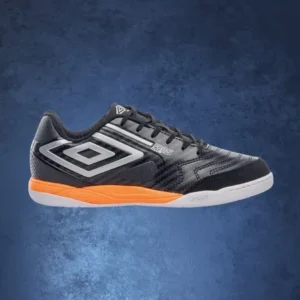 Chuteira Futsal Umbro Pro 5 Bump Club Profissional Reforçada - Preto e Vermelho