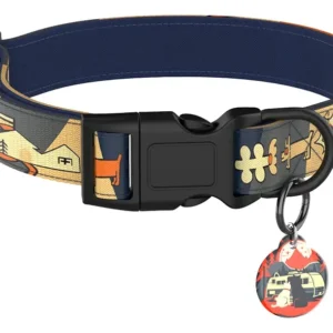 Coleira PawView Para Cachorros Grandes Com Chip Rastreador QR Azul-marinho