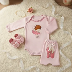 Conjunto Bebê Bailarina Kit 3 Peças Bordado Gomes Baby & Lar para meninas