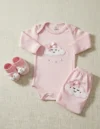 Conjunto Body Manga Longa e Tapa Fralda Nuvem 3 Peças Gomes Baby & Lar para Bebês