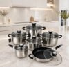 Conjunto Panelas Francesas Genebra 12 Peças Inox E Vidro