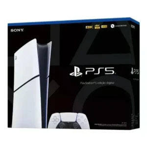 Console Playstation 5 Slim Edição Digital 825 Gb em caixa branca com controle