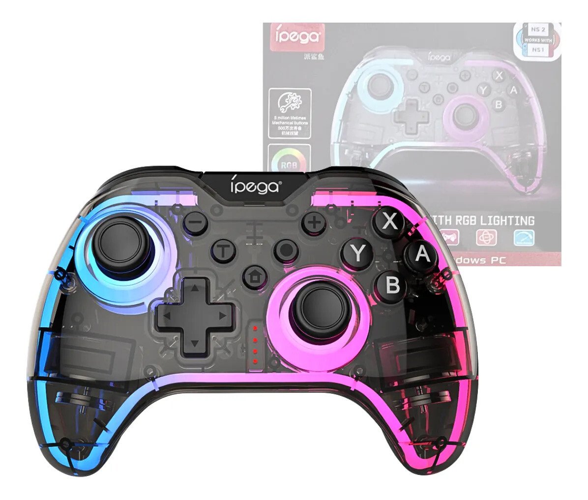 Controle Gamer Led Sem Fio Compatível Switch Oled Pc Steam Controle Gamer Led Sem Fio Compatível Switch Oled Pc Steam