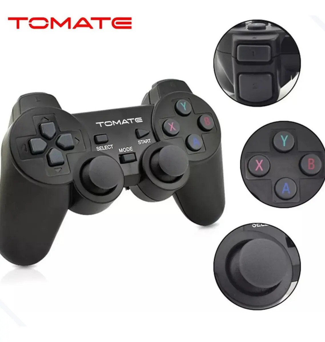 Controle Gamer Sem Fio Tomate MAY-004A USB PC Windows Original Controle Gamer Sem Fio 2.4ghz Tomate MAY-004A USB Para PC Windows Preto