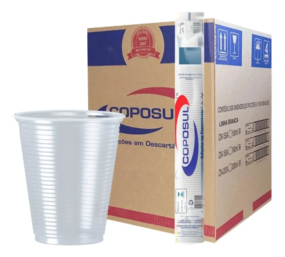 Copo P/ Água Reforçado 180ml Transp Descartável Ps 2500 Uni Copo P/ Água Reforçado 180ml Transp Descartável Ps 2500 Uni