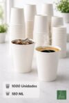 Copo Papel 180ml Descartável Biodegradável Branco 1000un Café Bebidas Quentes Resistente Térmico Ecológico