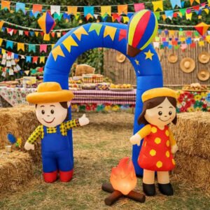 Decoração Festa Junina Inflável Portal Casal Caipira 230cm Azul Animafest
