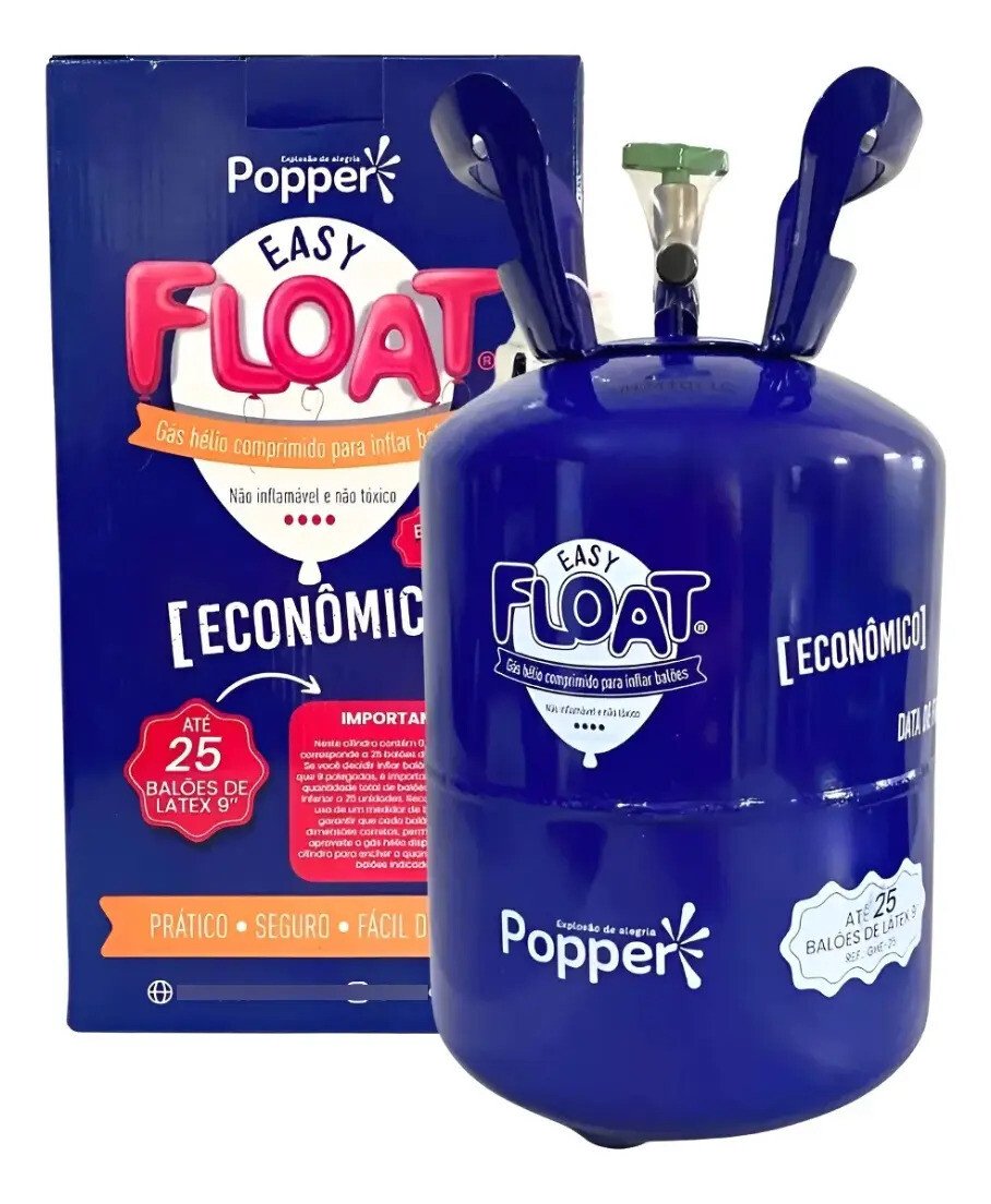 Easy Float Gás Hélio Comprimido P/ Balões Até 25 Bexigas Azul Easy Float Gás Hélio Comprimido P/ Balões Até 25 Bexigas Azul