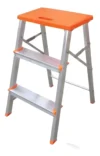 Escada Banqueta Alumínio 3 Degraus Botafogo Lar & Lazer Dobrável Inox