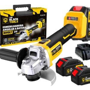 Esmerilhadeira Angular Profissional Brushless 9000 Rpm 21v Com 02 Baterias E Acessórios The Black Tools Amarelo 127/220v 50/60hz