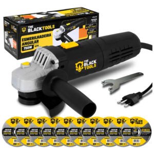 Esmerilhadeira Lixadeira Angular Bte750 4.1/2 750w Com Discos 4.1/2 The Black Tools Preto E Amarelo 220v 50/60hz