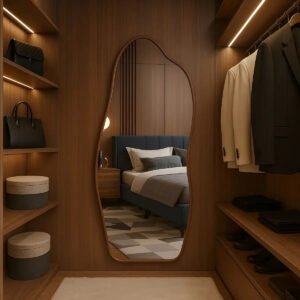 Espelho 100×50 Orgânico Corpo Inteiro Grande Moldur Caramelo Preto