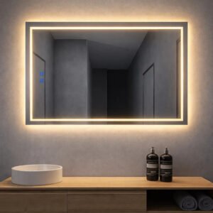 Espelho Led Retangular Touch 3 Cores Desembaraçador 80x60cm