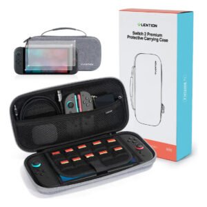 Estojo Case Rígido Nintendo Switch 2 Lention Cinza com 10 Slots Cartão e 2 Películas
