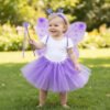 Fantasia Borboleta Infantil Fada Asa Saia Arco Vara Carnaval