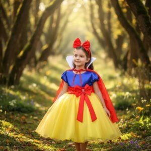 Fantasia Infantil Branca de Neve Vestido com Capa Kit Luxo - S/A Pingo de Gente