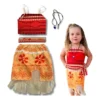 Fantasia Infantil Moana Completa com Colar e Faixa para Meninas