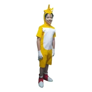 Fantasia Infantil Luxo Tails Sonic Amarelo de Verão