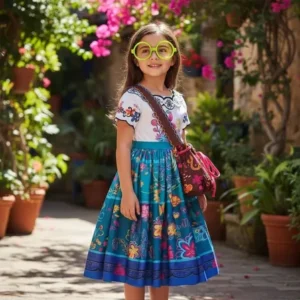 Fantasia Infantil Mirabel Encanto Vestido Bolsa Óculos