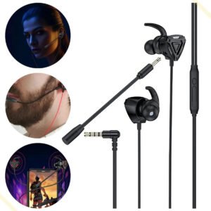 Fone De Ouvido Gamer Techsotr GM3-0271 com fio na cor preta, com microfone e cancelamento de ruído