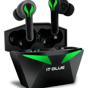 Fone de Ouvido Gamer Sem Fio It-Blue Bluetooth 5.0 Microfone preto com luzes LED e case