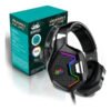 Fone de ouvido headset gamer 7.1 USB P2 LED RGB microfone cor preto Knup KP-489