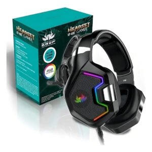 Fone de ouvido headset gamer 7.1 USB P2 LED RGB microfone cor preto Knup KP-489