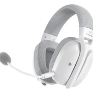 Fone de Ouvido Headset Gamer Sem Fio Titorion Mintak Pro Tri - Mode Ultraleve Branco com microfone removível e conexão Bluetooth e 2.4GHz