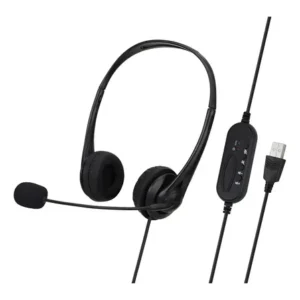 Fone Headset USB com microfone para home office e call center, cor preta