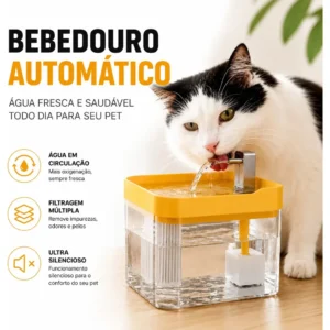 Fonte Bebedouro Agua Pet Gatos Caes Automatico 1,5L Filtro Circulacao Silenciosa Reservatorio Transparente Fonte Eletrica Anticalculo Agua Corrente Bivolt Cachorro Gato Agua Fresca Continua Petmigo