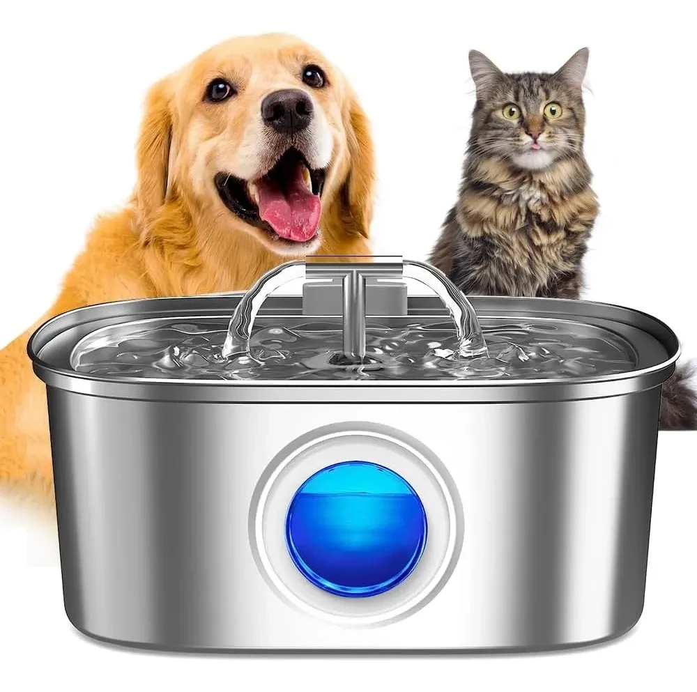 Fonte De Água De Aço Inoxidável 3.2l Para Gatos E Cães Luxo Fonte De Água De Aço Inoxidável 3.2l Para Gatos E Cães Luxo